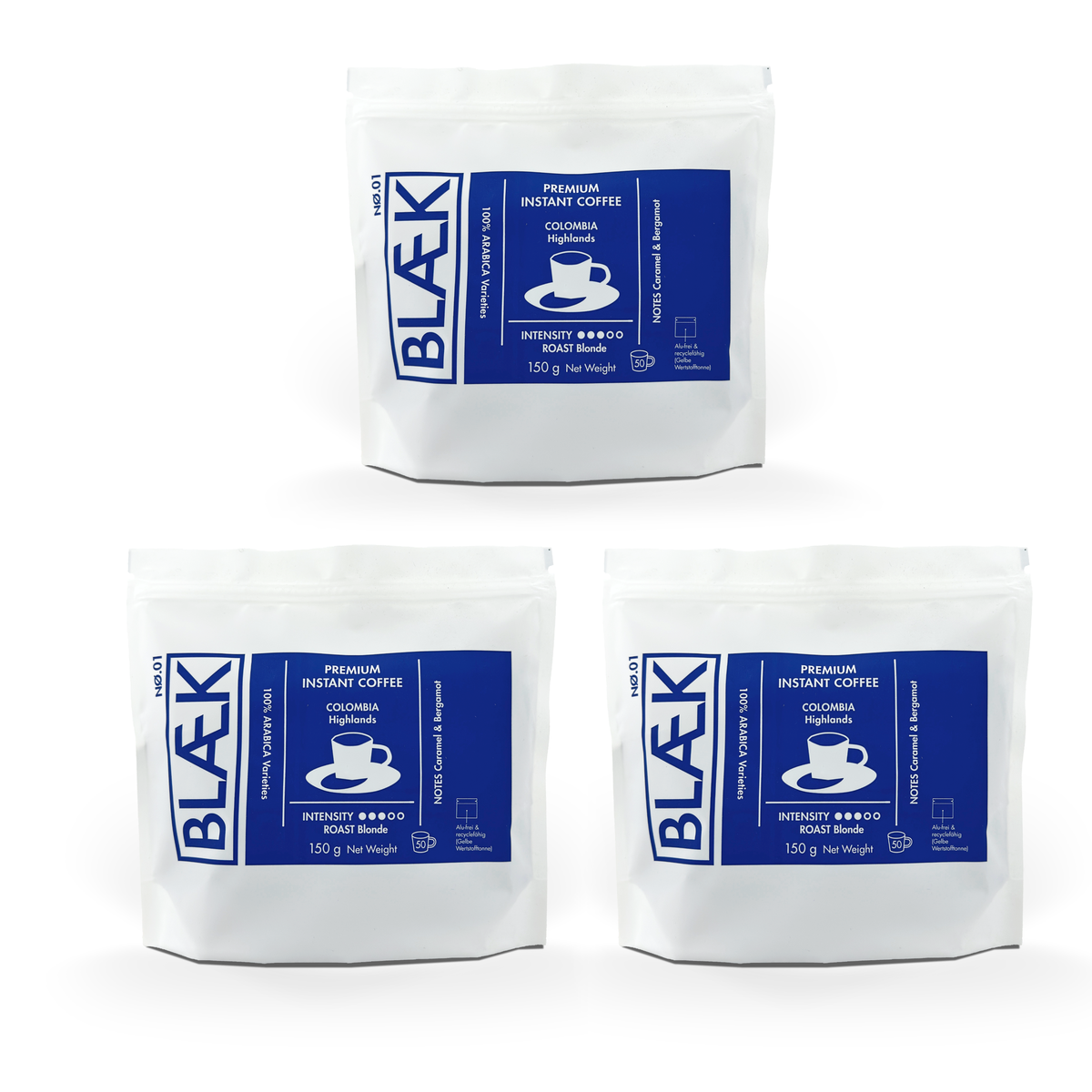 BLÆK Instant Kaffee NØ.1 | 3 x 150g Vorteilspack