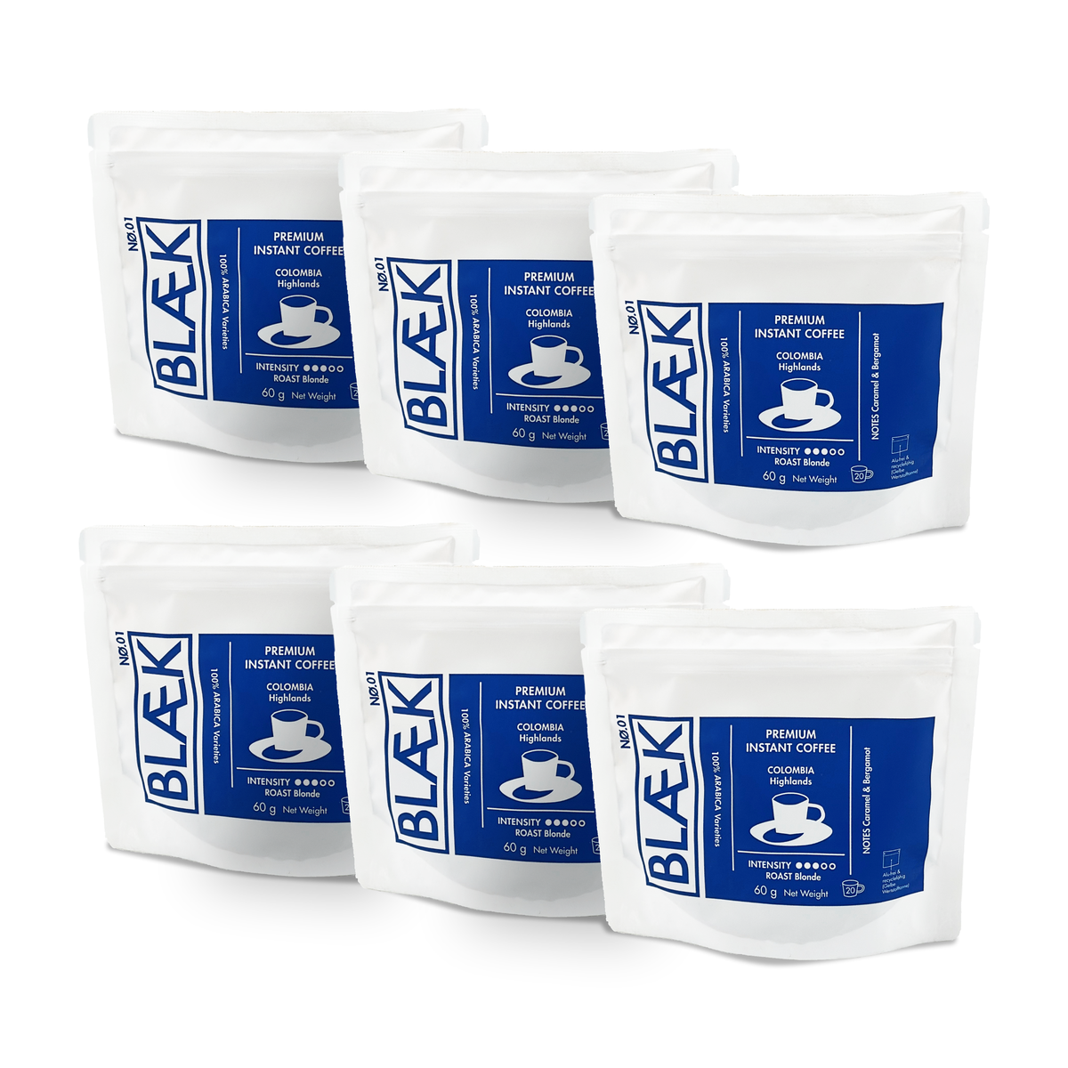 BLÆK Instant Coffee NØ.1 | 6 x 60g Value Pack