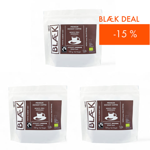 BLÆK Instant Kaffee NØ.3 | 3 x 150g Vorteilspack