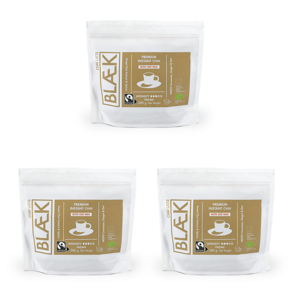 BLÆK Instant Oat Chai Latte | 3 x 280g Vorteilspack