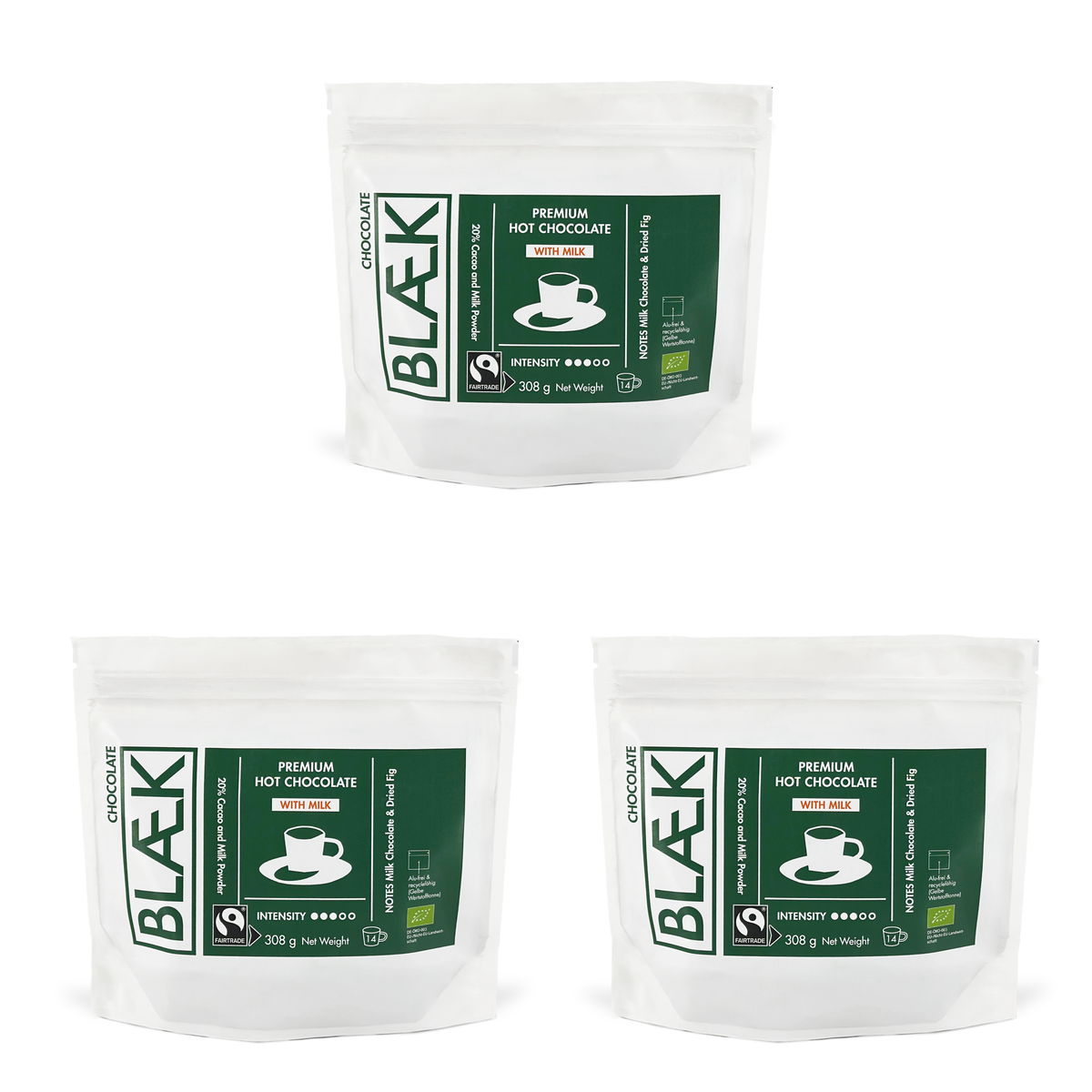 BLÆK Instant Hot Chocolate | 3 x 308g Value Pack