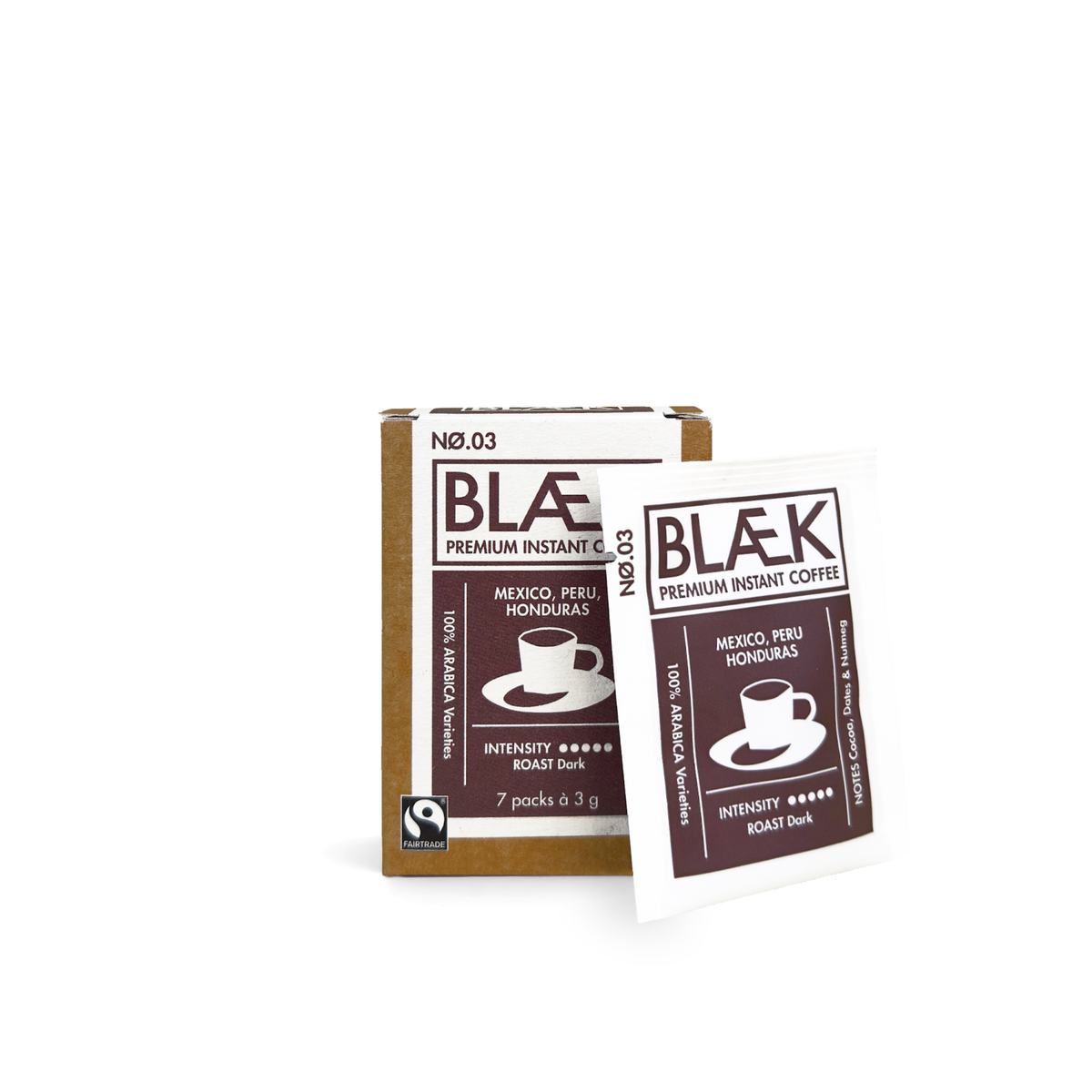 BLÆK Instant Coffee NØ.3 - Dark Roast - Bag - Box (21g)